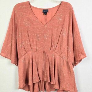 Daytrip Peplum Top L Pink Metallic Flowy
